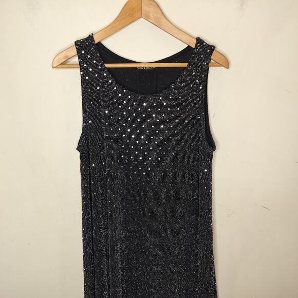 Nally & Millie Silver Paillette Tank Top Shiny Metallic Party - Picture 2 of 11